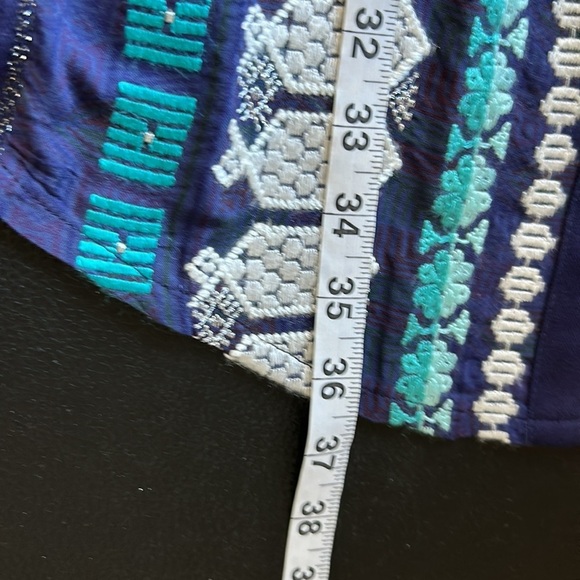 Anthropologie Tiny Nadia Shift Dress Embroidered Split Neck Blue Green Sz S NEW - Picture 14 of 15